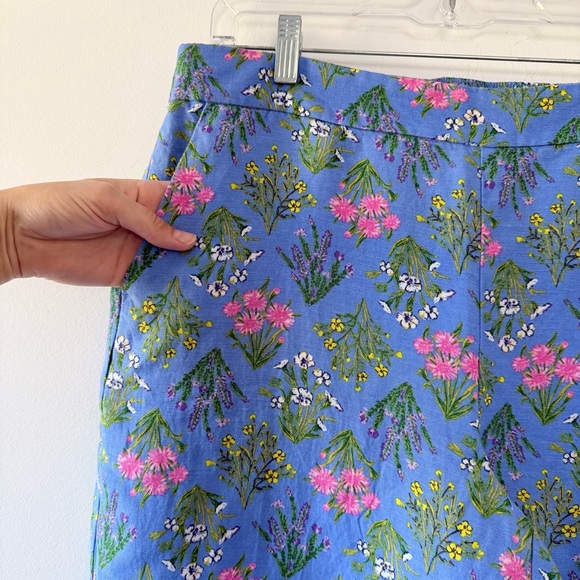 LOFT Tall Fluid Wide Leg Elastic Waist Pants in Bouquet Linen Blend Floral LT - Picture 3 of 12